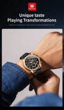 OLEVS 3660 Mens Watch Business Simply Original Quartz Watch Waterproof Luminous Watch For Man Multifunctional Chronograph Reloj