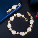 ThreeGraces Shiny Water Drop Cubic Zirconia Elegant Link Chain Bridal Bracelet for Women Luxury Wedding Party Jewelry BR375