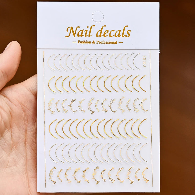 1 Pc Nail Strip Stickers Black/Gold/Rose Gold/Silver Metal Strip Tape Nail Art Adhesive DIY Foil Tips Nail Sticker Decals NK11