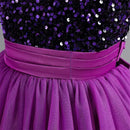 Puffy Girls Party Dress Elegant Kids Wedding Gala Prom Gown Sequin Bow Children Birthday Princess Dress For Girl Clothes 5-14Yrs