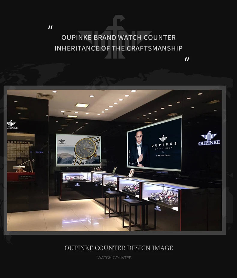 OUPINKE 3240 Automatic Watches Men 44mm Large Dial Tungsten Steel Strap Skeleton Flywheel Mechanical Watch for Men Luxury Watch