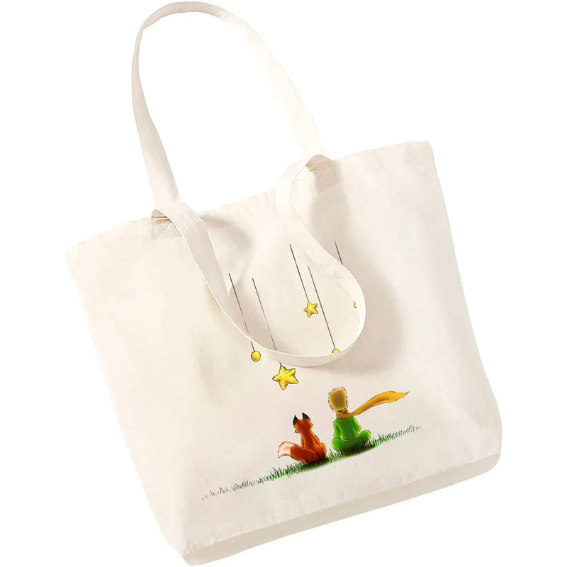 Cartoon Earth Space Little Prince Shopping Bag Women Pattern Handbag Casual Large Top-handle Bags for Women