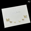 6Pcs/set Simple Crystal Stud Earring Set For Women Butterfly Zircon Earrings Girl Party Wedding Engagement Jewelry Accessories
