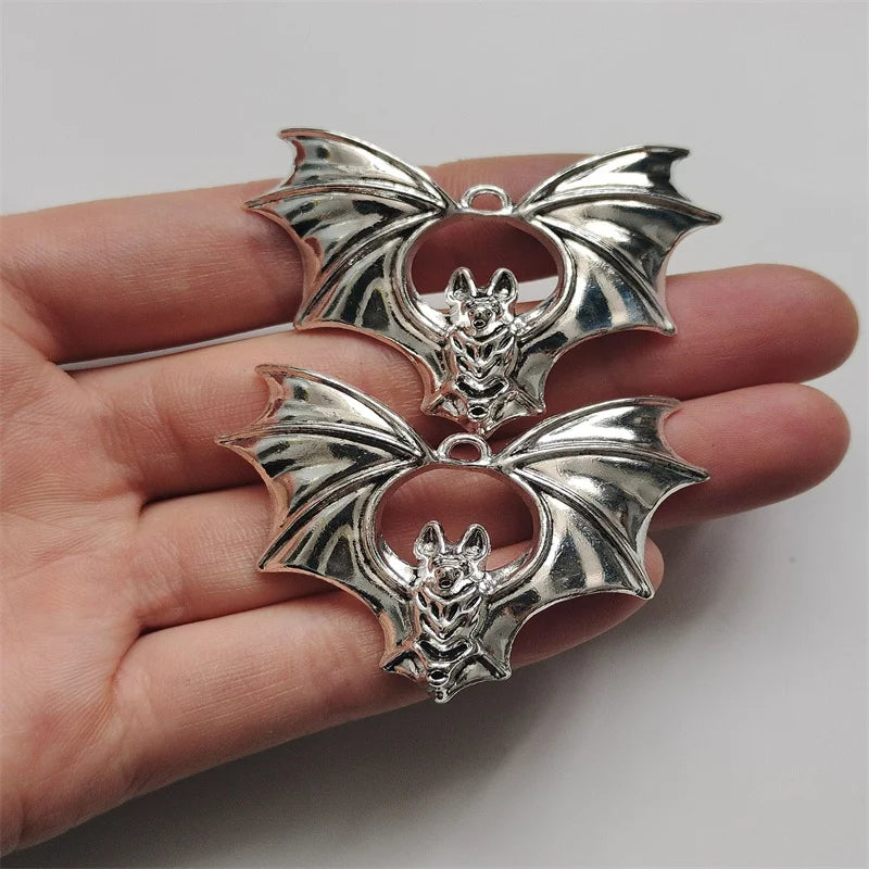 2pcs 43*48 Gothic 2023 New Design Zinc Alloy Bat Pendants Punk Biker Animal Jewelry Accessories DIY Handmade Jewelry Making