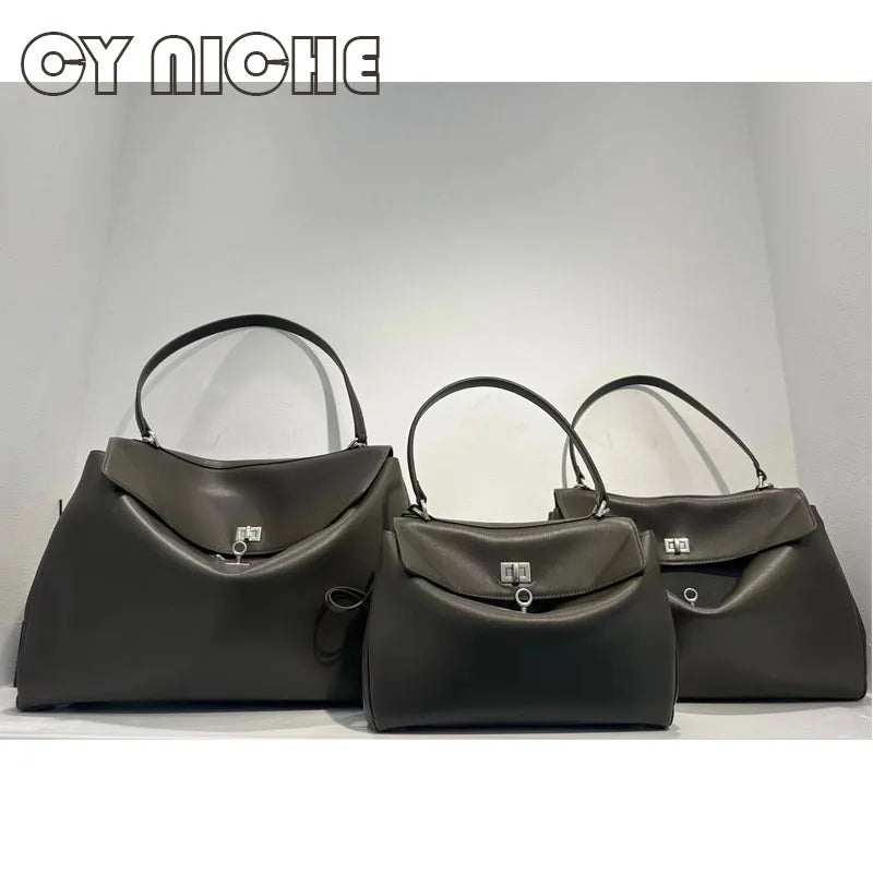 CY NICHE2024Genuine Leather Women's Tote Bag Lazy Bag Rodeo Briefcase Handbag Underarm Bag Large Capacity Crossbody Shoulder Bag
