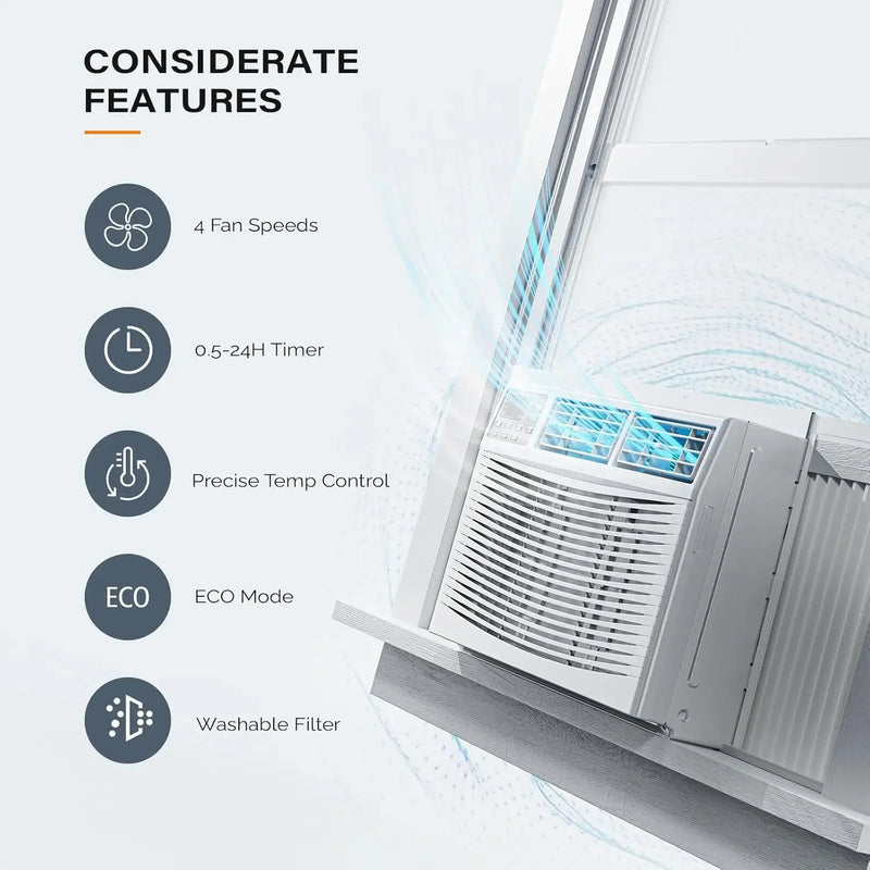 12000-BTU Window Air Conditioner with Heat Window AC Unit & Heater Combo with APP & Voice Smart Control Timer Function