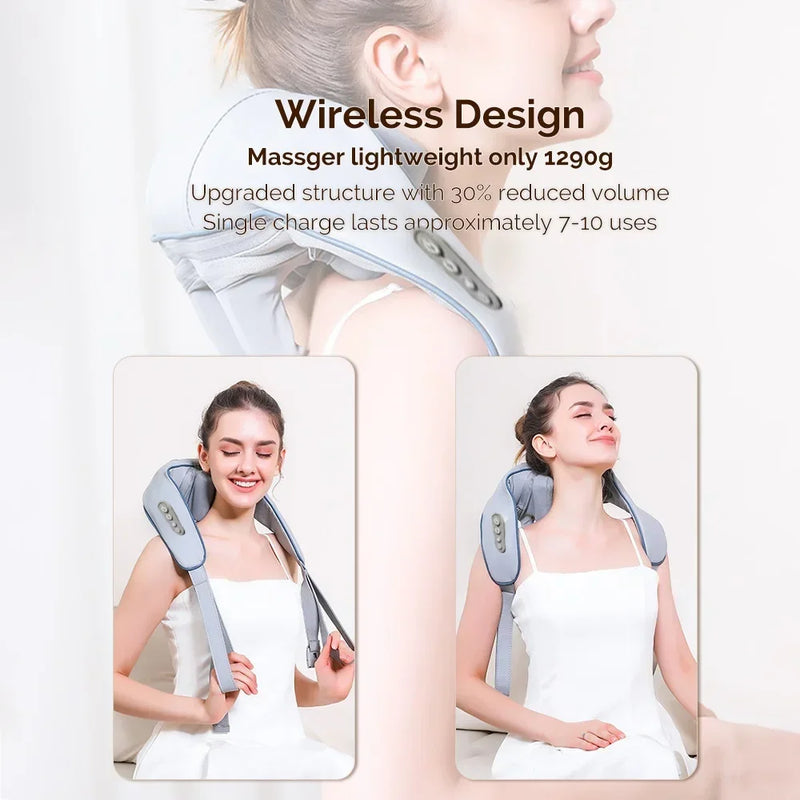 Wireless Trapezius Neck Back Massager 3 Models Electric Shoulder Kneading Shawl Cervical Deep Tissue Relaxing Massage Pillow New