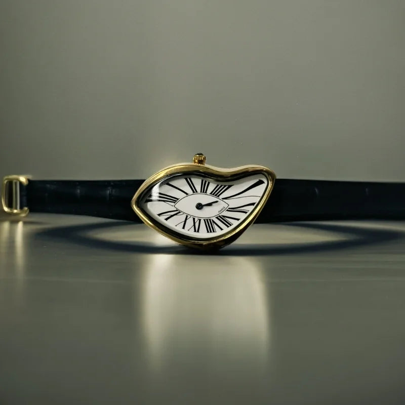 Medieval Crash Creative Melting Twisted Watch High Quality Genuine Leather Watch For Men Luxurious Sapphire Glass Men's Watch