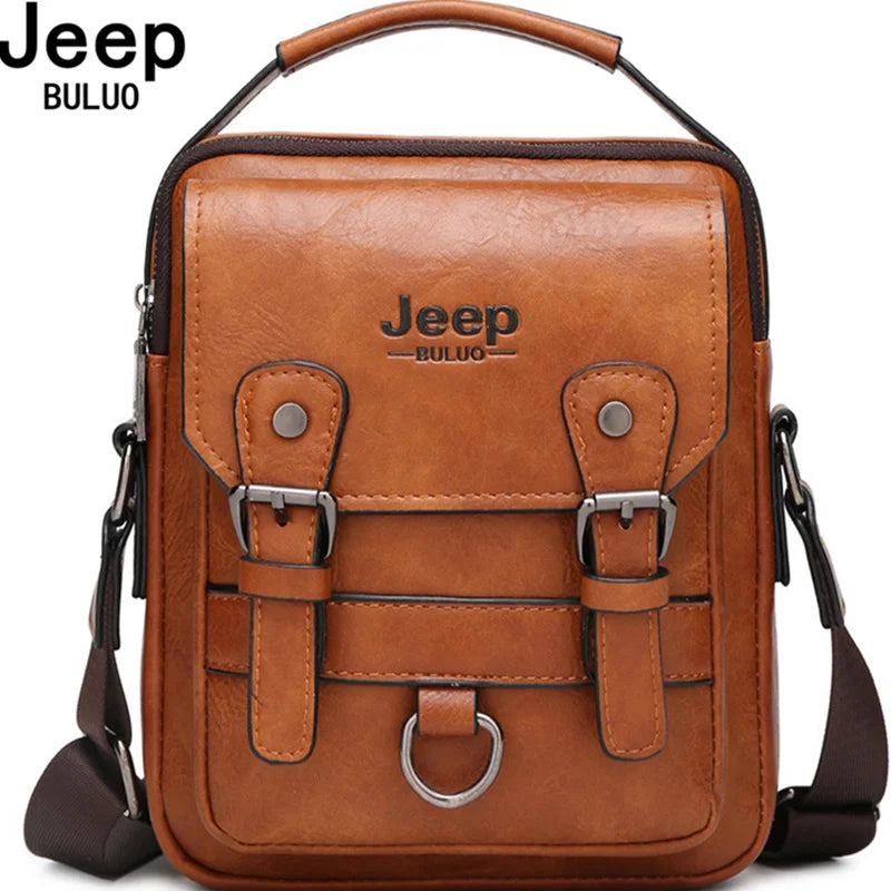 JEEP BULUO Bolsos de negocios multifunción para hombre, nuevo bolso de hombro para hombre, bolso bandolera de cuero de gran capacidad, bandolera de gran marca