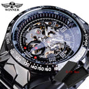 Winner Classic Series Golden Movement Steel Mens Skeleton Man Wrist Watch Mechanical Top Brand Luxury Fashion Automatic Watches