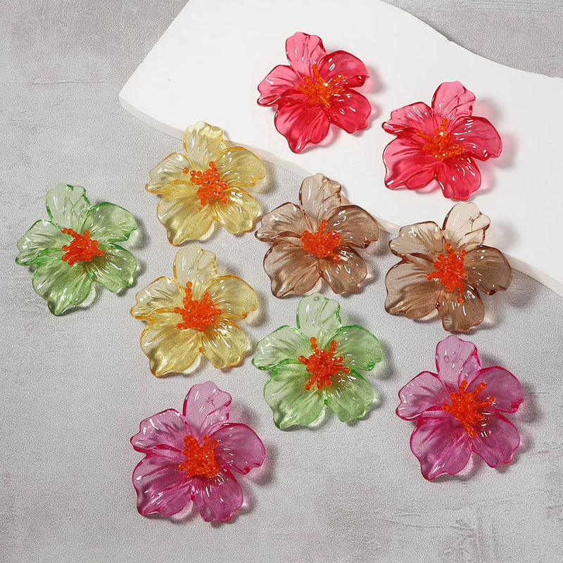 Exaggerated Trend Fashion Acrylic Transparent Flower Earrings