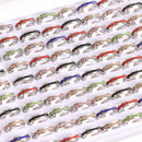 10Pcs/Lot Fashion Classic Rhinestone Stainless Steel Rings For Women Simple Shiny Colorful Finger Jewelry Wedding Party Gifts