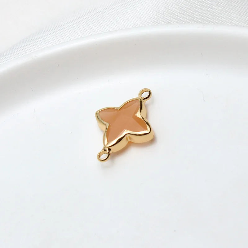6pcs Diy Accessories Copper Bag Edge Jelly Color Flower Star Pendant Earring Bracelet  Handmade Material Jewelery Charms