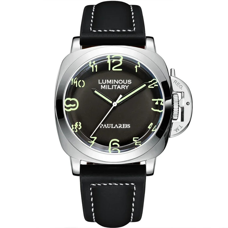 Automatic Watches for Men Mechanical Genuine Brown Leather Yellow Green Military 44mm Luxury Rose Gold Reloj Hombre Baratos