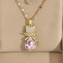 Fashionable and Cute Cat Water Drop Pendant Necklace Gives A Feminine Look, Light Luxury and Niche Design