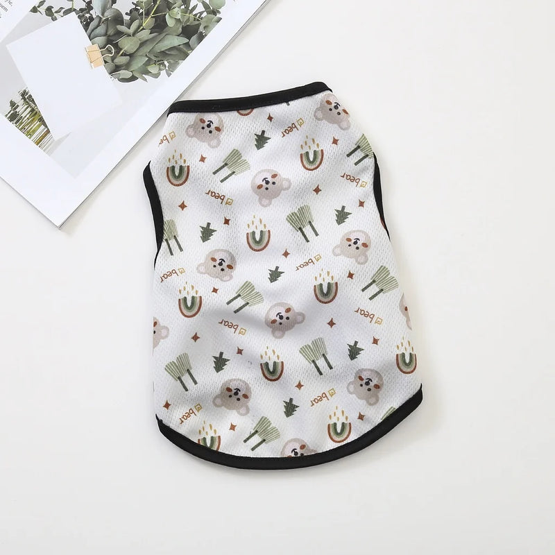 Cartoon Cute Pet Dog Costume Print Dog Sweatshirt Breathable Chihuahua Teddy Tank Top XS-2XL