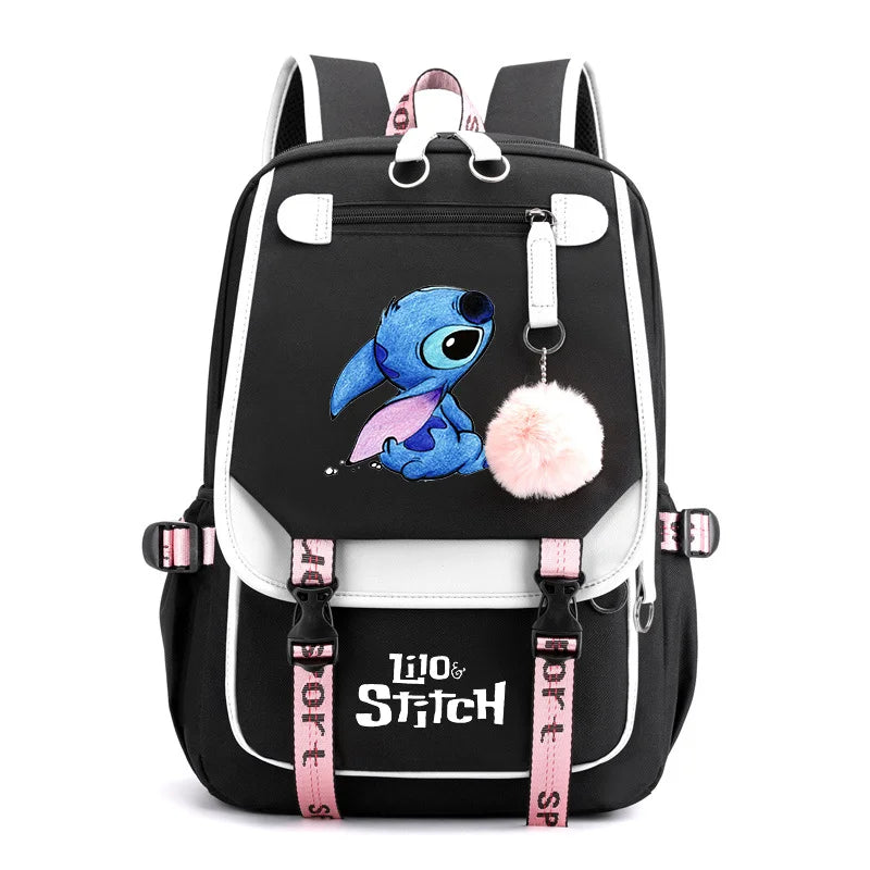 Disney Lilo Stitch Backpacks Teenager USB Charging Laptop Backpack Women Men Rucksack Travel Bag Mochila