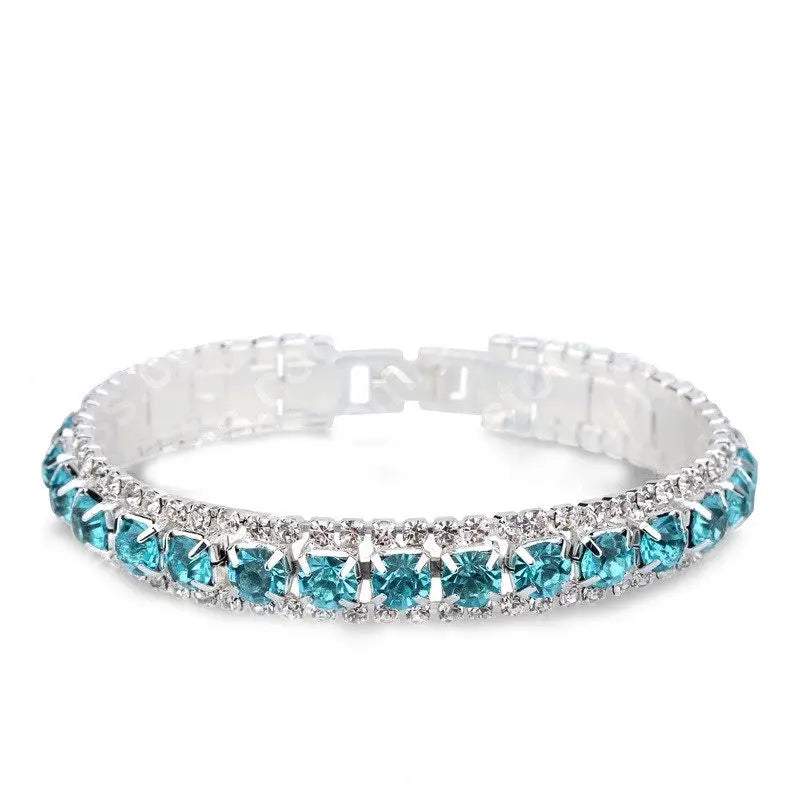Luxury Bling Crystal Rhinestone Bracelets for Women Silver Color Elegant Bridal Wedding Jewelry