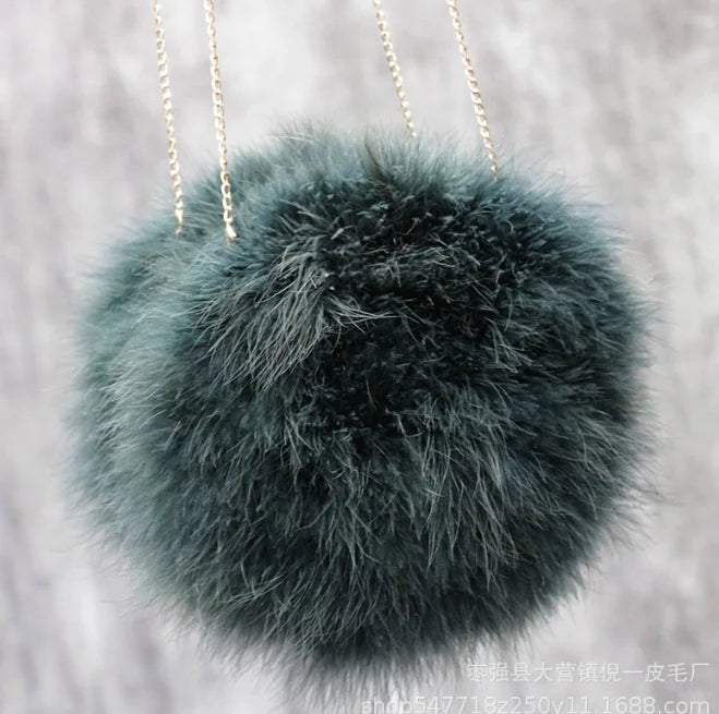 Luxury Women Ostrich Feather Evening Bags Female Party Wedding Dress Shoulder Clutch Fairy Pearl Chain Handbag Purses