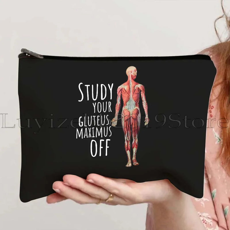 Anatomy Medical Nursing Student Nurse Doctor Flower Stethoscope Brain Canvas Cosmetic Makeup Toilet Bag Pencil Case Zipper Pouch