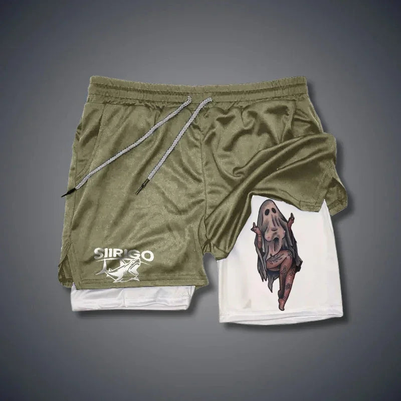 2024Berserk Men's Sports Shorts 2 in 1, Quick-drying Running Shorts, Gym and Fitness Training Double-layer Shorts for Men