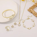Five Piece Set Five-leaf Clover Multi-Color Set Bracelet Ring Necklace Earring Women Couple Holiday Gift Set Party Daily Jewelry