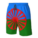 Romani People Rom Gypsy Flag Mens Swim Trunks Qucik Dry Board Beach Shorts Bathing Suit for Men Boardshorts Lightweight