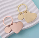 Stainless Steel Heart Keychain Blank For Engraving Metal Heart Charm Keychain Key Ring Mirror Polished Wholesale 1pcs