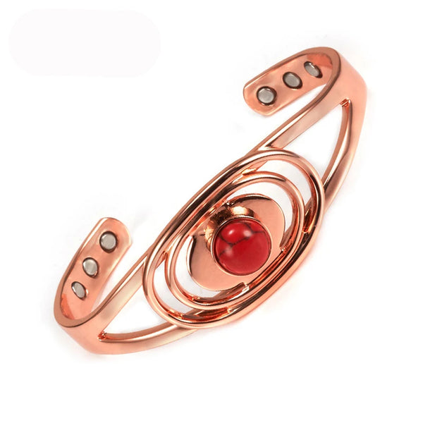 Luxury Pure Copper Women's bangles Bracelets Blue Stone Adjustable Open Cuff Health Bangles Fashion Jewelry