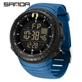 SANDA Men's Electronic Watch Outdoor Sports LED Analog Digital Alarm Clock Chronograph Multifunction Waterproof Men's Wristwatch