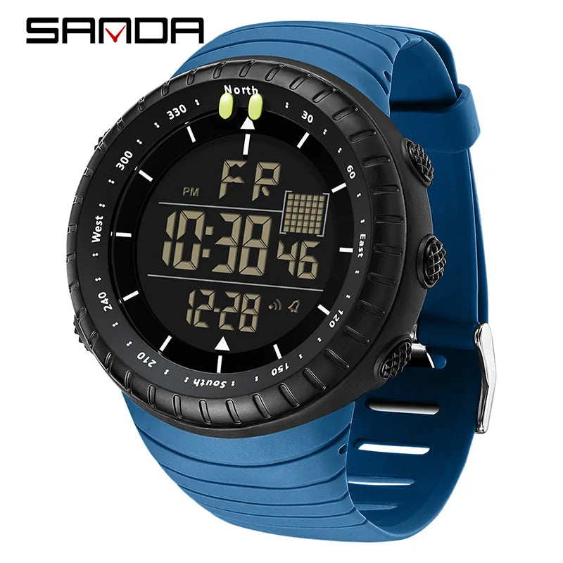 SANDA Men's Electronic Watch Outdoor Sports LED Analog Digital Alarm Clock Chronograph Multifunction Waterproof Men's Wristwatch