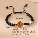 ZIRUISP New Basketball  Black Shiny Beads Bracelets For Men And Women With 26 Name Initials A-Z  Jewelry Gifts