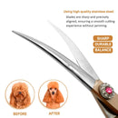 Professional Curved Dog Grooming Scissors 440C Stainless Steel Pet Cutting Shears Safety Trimming For Dogs Cats