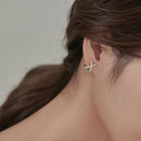 925 Pure Silver Needle Cross Earrings Women's 2024 New High Quality Zircon Earrings Girl Ear Rings Jewelry Earrings for Women