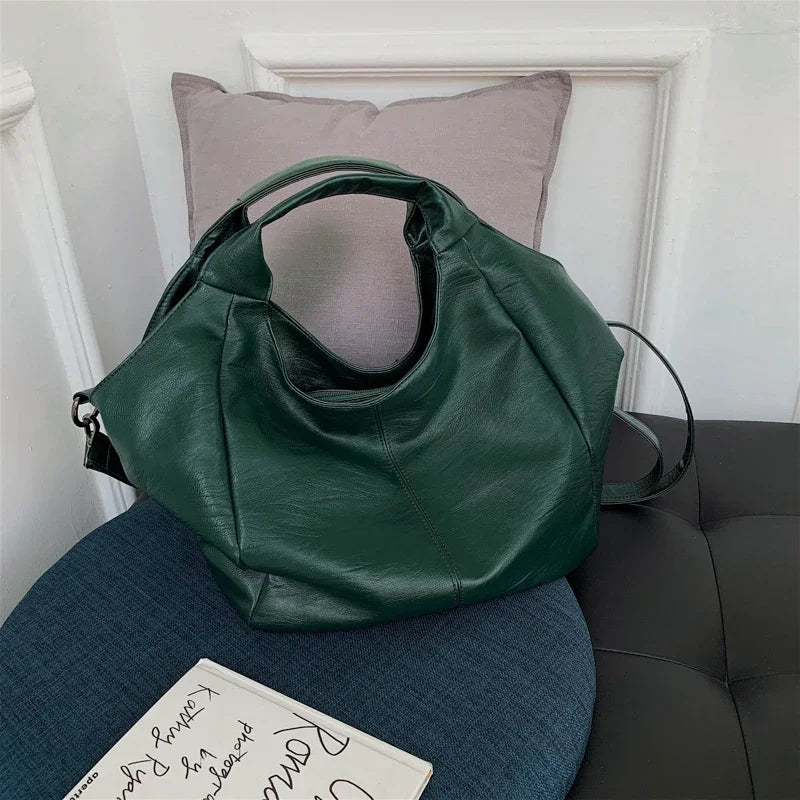 Green Unique Shoulder Bags Women's Big Design Shopper Tote Bags Large Capacity Hobos Bag Lady Soft Leather Messenger Handbag Sac