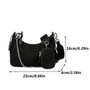 Casual Nylon Waterproof Women Shoulder Hobo Bags Fashion Cool Black Chain Decolr Armpit Crossbody With Small Purse