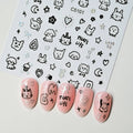 Laser Silver 3D Kawaii Cute Cat Nail Stickers Holographic Cartoon Puppy Dog Graffiti Design Sliders Decals Manicure Decoration