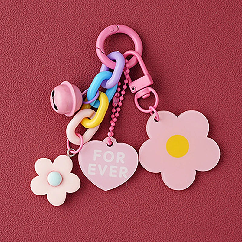 Creative Candy Color Flower Heart Pendant Keychain Cute Small Flower Key Ring Bag Pendant Accessories Luminous Turtle Pendant