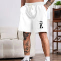 Men's K-letter printed loose beach shorts sportswear with drawstring quick