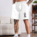 Men's K-letter printed loose beach shorts sportswear with drawstring quick