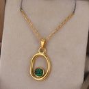 Love Heart Stainless Steel Necklace for Woman Gold Color Zircon Fashion Pendant Chain Jewelry collares para mujer