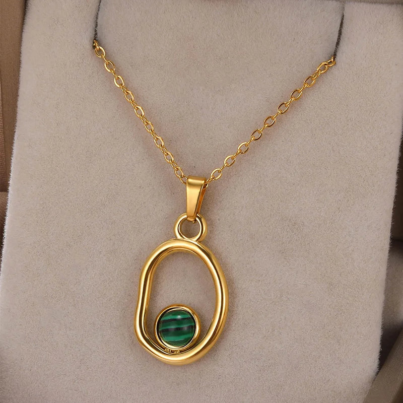 Love Heart Stainless Steel Necklace for Woman Gold Color Zircon Fashion Pendant Chain Jewelry collares para mujer