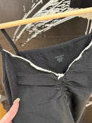 Folds V-neck Bow Black Tank Tops Women Lace Trim Cotton Sleeveless Slim Cropped Camisole Solid Vintage Sweet Summer Crop Top Y2k