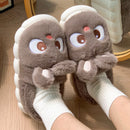 Cute Rabbit 2024 Women's Home Slippers Flat Heel New Women's Slippers Round Toe Casual Winter Warmth Daily Life Plaid Casual Autumn and Winter Shoes Fur Slippers Couple Slippers