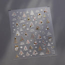 1Pcs Luxury Gold Christmas Nail Decorations Stickers Press on Nails 5D Laser Snowflake Christmas Tree Nail Art Sticker Decal DIY