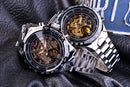 Winner Classic Series Golden Movement Steel Mens Skeleton Man Wrist Watch Mechanical Top Brand Luxury Fashion Automatic Watches
