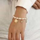 Greatera Trendy Shell Starfish Coin Imitation Pearl Chain Bracelets for Women Gold Color Metal Charms Bracelet Statement Jewelry