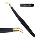 Eyelash Tweezer Black Stainless Steel Superhard Precision Anti-Static Tweezers Grafting Lashes Extension Supplies Makeup Tools