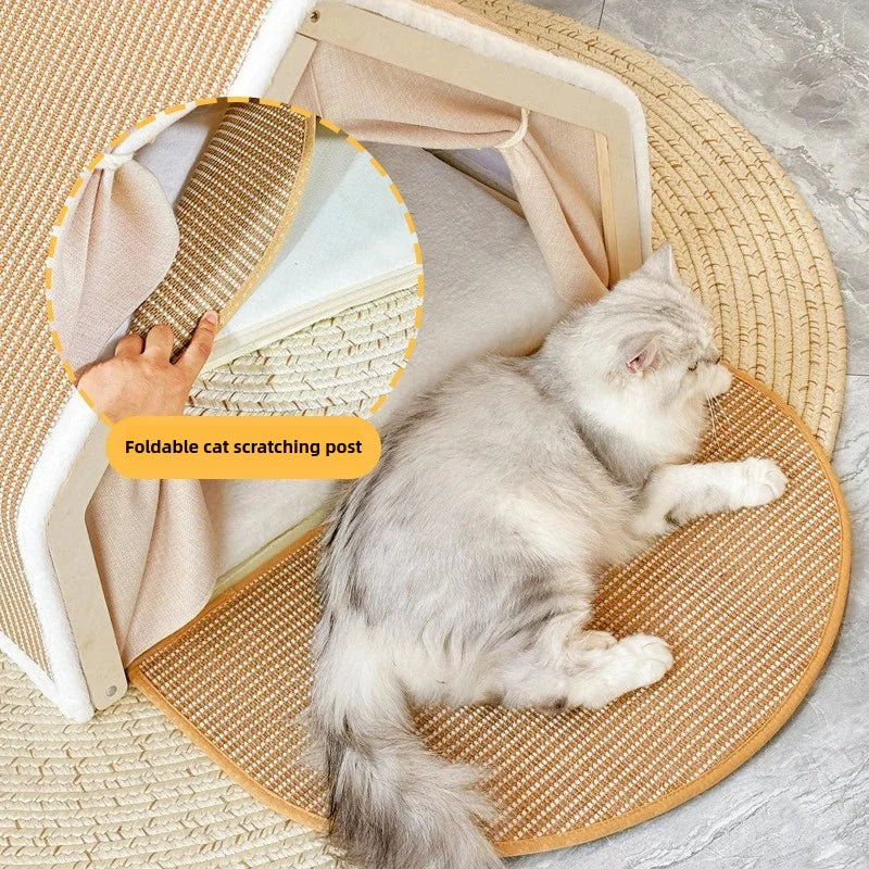 Cat nest Winter warm cat villa Cat house shell semi-enclosed sleeping bag cat scratching board does not drop scraps sisal cat te
