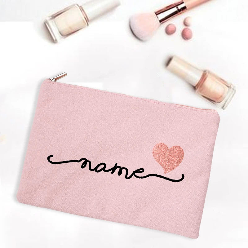 Personalized Makeup Bag Bridesmaid Maid of Honor Holiday Wedding Bachelorette Party Gifts Canvas Monogram Cosmetic Zipper Pouch